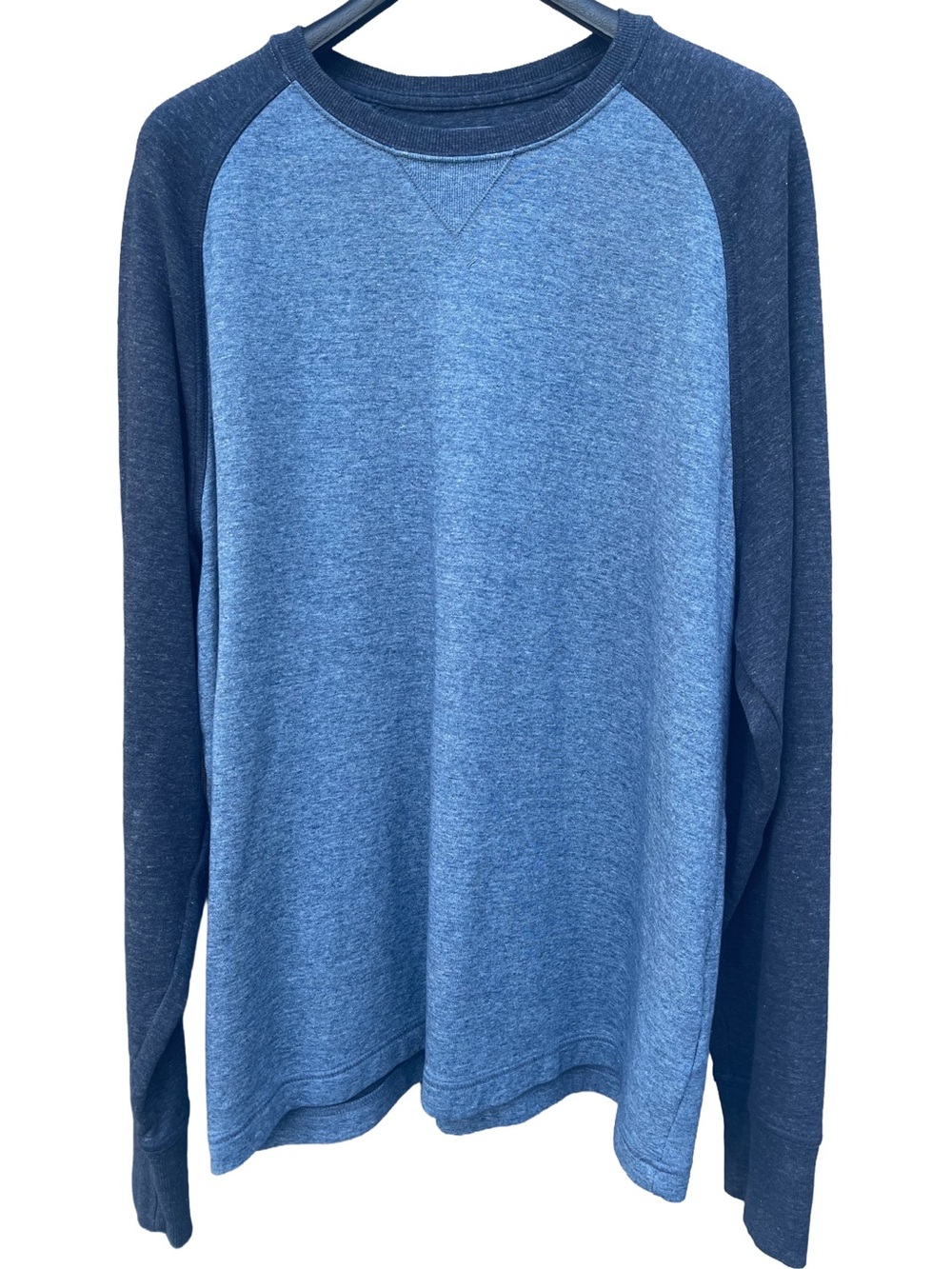 LL Bean Washed Cotton Long Sleeve Raglan Shirt Blue Mens Extra Large